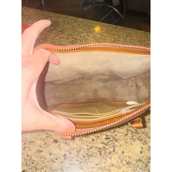 Vintage Y2K Braciano Belle Rose Pebble Leather Shoulder Handbag Olive Tan Brown - Picture 12 of 16